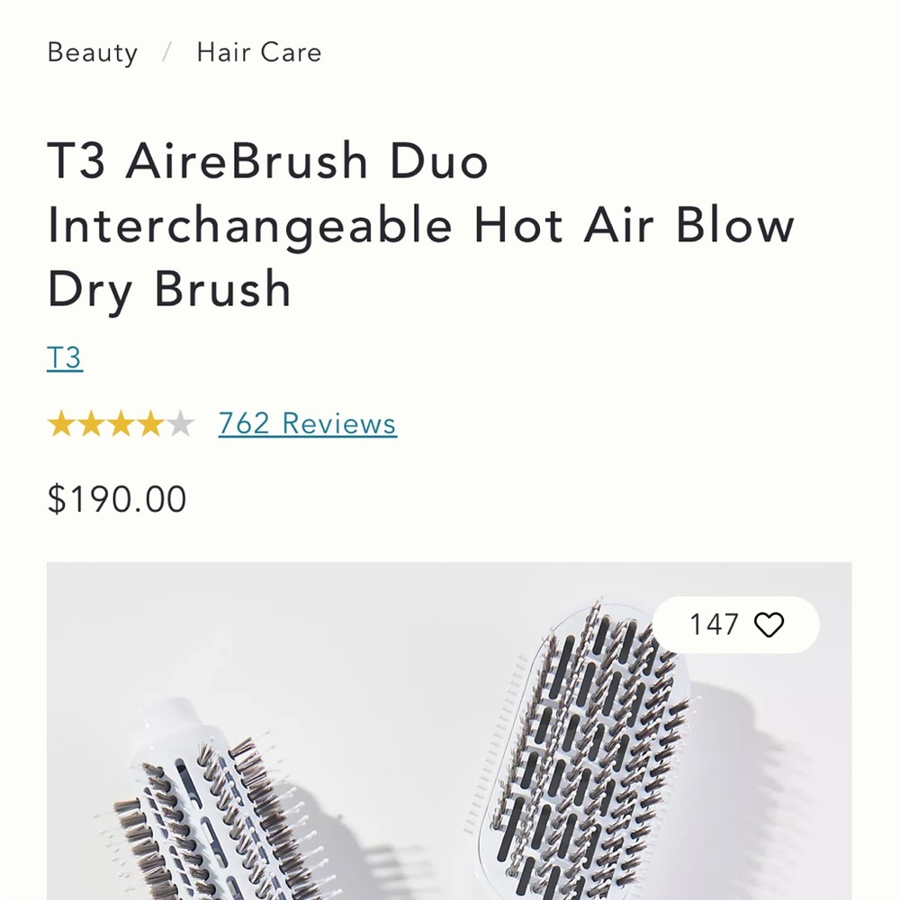 T3 airebrush Dual-Head Styling Brush in White and Black
